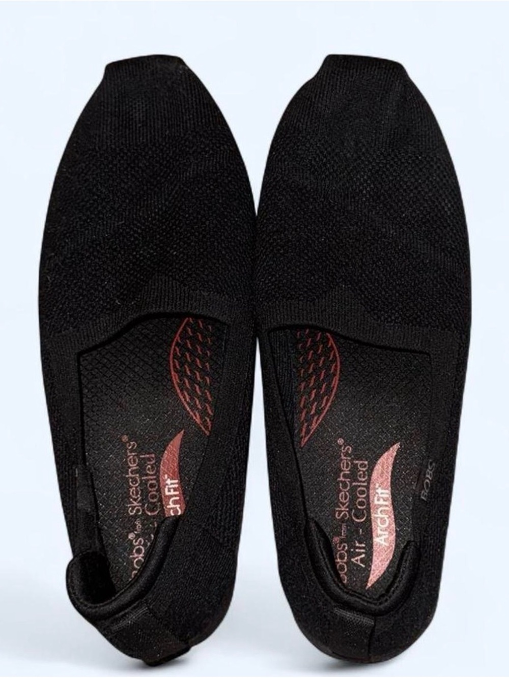 Skechers Black Knit Slip-On Comfort Flats